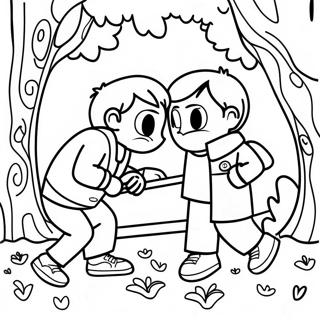 Sneaky Kids Playing Hide And Seek Coloring Page 69634-57375