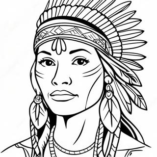 Realistic Native American Woman Portrait Coloring Page 69823-57511