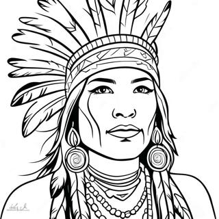 Realistic Native American Woman Portrait Coloring Page 69823-57512