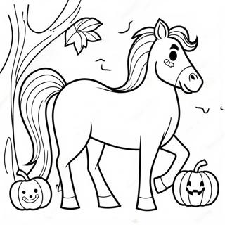 Spooky Horse With Pumpkin Coloring Page 69844-57529