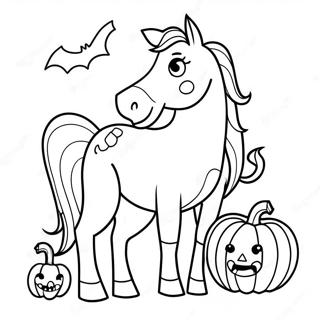 Spooky Horse With Pumpkin Coloring Page 69844-57750