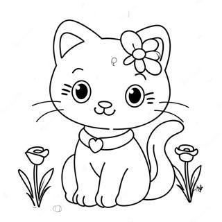 Adorable Charmmy Kitty With Flowers Coloring Page 69884-57566