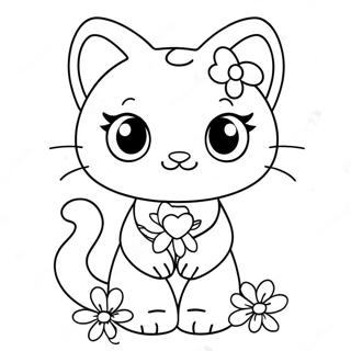 Adorable Charmmy Kitty With Flowers Coloring Page 69884-57568