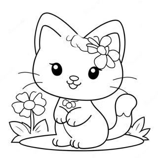 Adorable Charmmy Kitty With Flowers Coloring Page 69884-57789