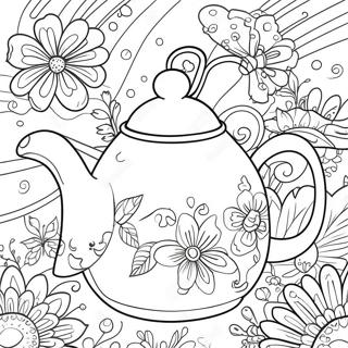 Whimsical Teapot With Flowers Coloring Page 69914-57593