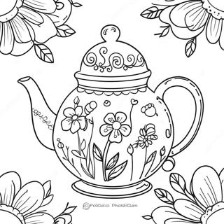 Whimsical Teapot With Flowers Coloring Page 69914-57594