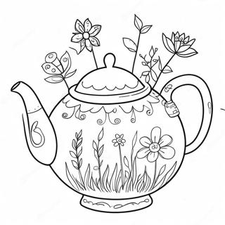 Whimsical Teapot With Flowers Coloring Page 69914-57595