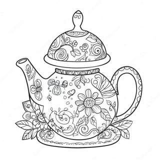 Whimsical Teapot With Flowers Coloring Page 69914-57596