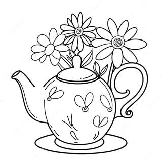 Whimsical Teapot With Flowers Coloring Page 69914-57821