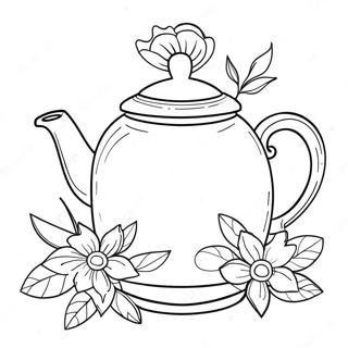 Whimsical Teapot With Flowers Coloring Page 69914-57822