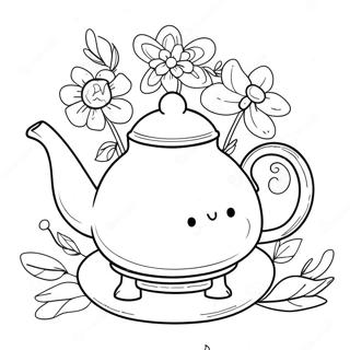 Whimsical Teapot With Flowers Coloring Page 69914-57823