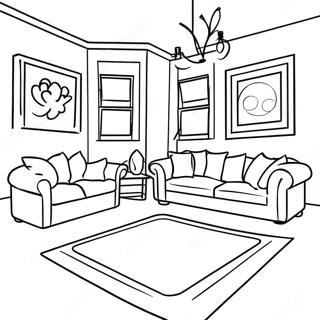 Cozy Living Room Interior Design Coloring Page 6995-5688