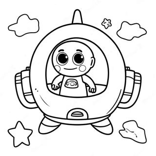 Cute Toy Story Alien In Spaceship Coloring Page 69994-57883