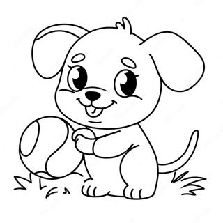 Cute Puppy Playing With Ball Coloring Page 70073-57711