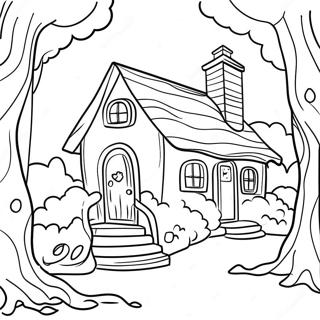 Charming Cottage In The Forest Coloring Page 70094-57961