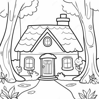 Charming Cottage In The Forest Coloring Page 70094-57963