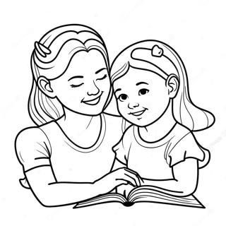 Mom And Daughter Coloring Page 7014-5708