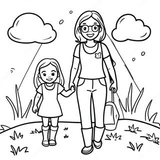 Adventurous Mom And Daughter Coloring Page 7015-5709