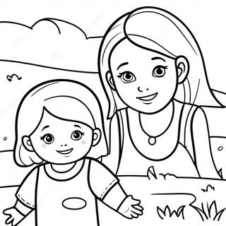 Adventurous Mom And Daughter Coloring Page 7015-5710