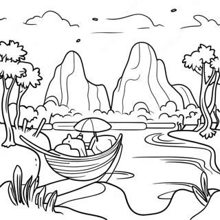 Traditional Vietnamese Landscape Coloring Page 70194-58044