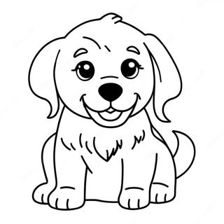 Playful Golden Retriever Puppy Coloring Page 702-561