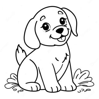 Playful Golden Retriever Puppy Coloring Page 702-562