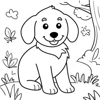 Playful Golden Retriever Puppy Coloring Page 702-563