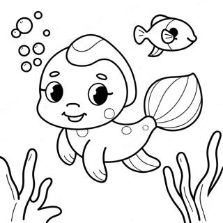 Cute Merpup Swimming In The Ocean Coloring Page 70314-58138