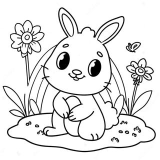 Adorable Baby Bunny In A Flower Garden Coloring Page 70404-58209