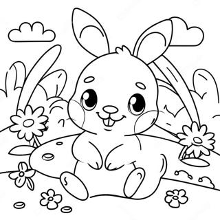 Adorable Baby Bunny In A Flower Garden Coloring Page 70404-58210