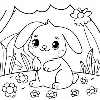 Adorable Baby Bunny In A Flower Garden Coloring Page 70404-58211