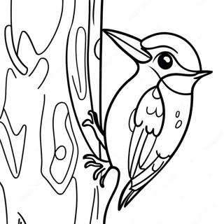 Colorful Woodpecker On A Tree Coloring Page 70434-58233