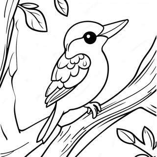 Colorful Woodpecker On A Tree Coloring Page 70434-58234