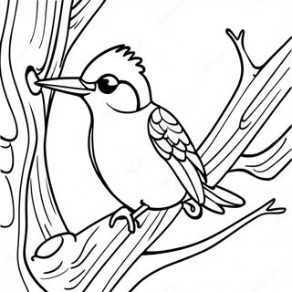 Colorful Woodpecker On A Tree Coloring Page 70434-58235