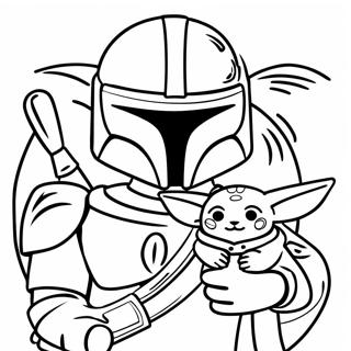 Mandalorian With Baby Yoda Coloring Page 70624-58382