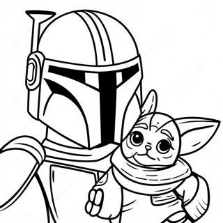 Mandalorian With Baby Yoda Coloring Page 70624-58383