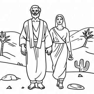 Abraham And Sarah In The Desert Coloring Page 70634-58394