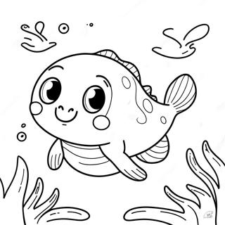 Cute Tadpole Swimming Coloring Page 70704-58467