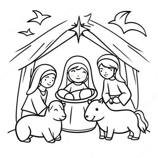 Nativity Manger With Animals Coloring Page 70744-58485