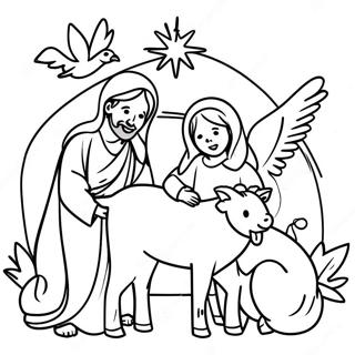 Nativity Manger With Animals Coloring Page 70744-58486