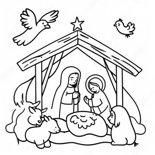 Nativity Manger With Animals Coloring Page 70744-58487