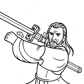 Qui Gon Jinn Lightsaber Duel Coloring Page 70754-58500