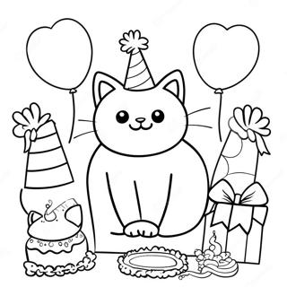 Cat Birthday Coloring Pages