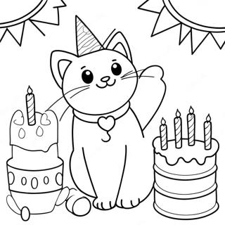 Cat Birthday Party Coloring Page 70773-58502