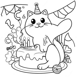 Cat Birthday Party Coloring Page 70773-58503