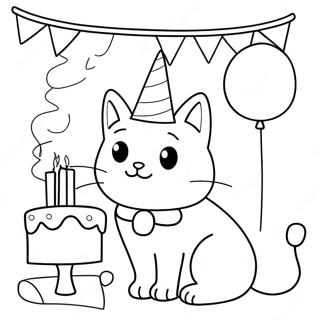 Cat Birthday Party Coloring Page 70773-58504