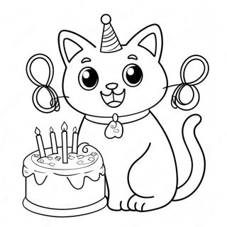 Cute Cat With Birthday Cake Coloring Page 70774-58508