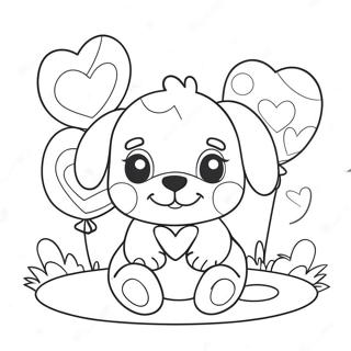 Cute Puppy With Heart Balloons Coloring Page 70804-58533