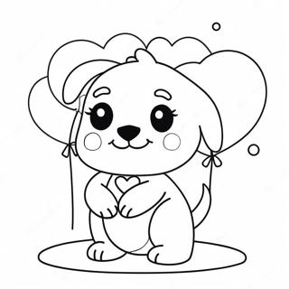 Cute Puppy With Heart Balloons Coloring Page 70804-58534