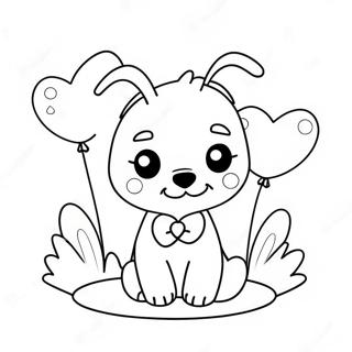 Cute Puppy With Heart Balloons Coloring Page 70804-58536